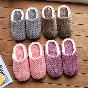 Solid Color Thermal Slippers For Men And Women, Comfy Non Slip Casual Durable Soft Sole Slides, Winter Indoor Footwear