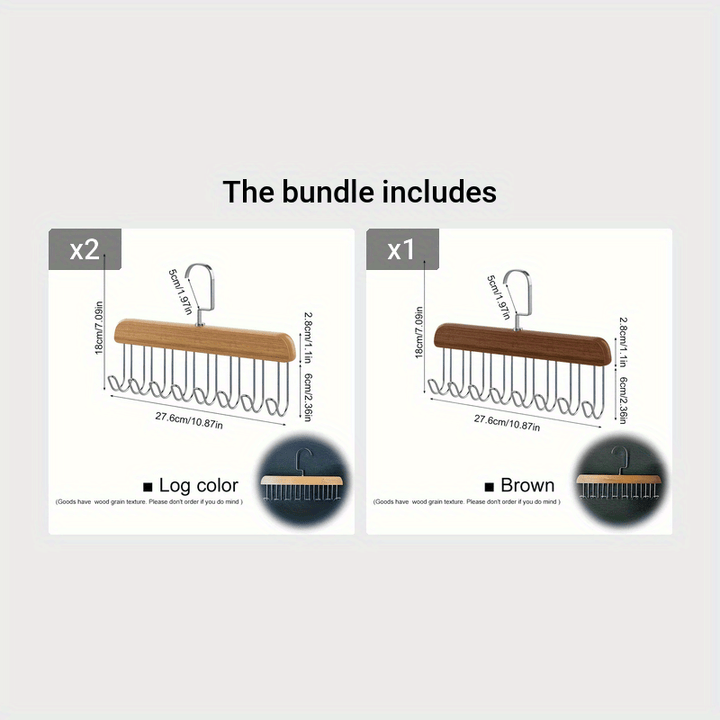 Heavy-Duty Space-Saving Hanger Hooks - Underwear, Hats, Bags Organizer - Sturdy Recycled Wood Hooks for Closet, Dorm, Retail Stores - Closet Organizer with Hanging Rack, Retail Display Accessories, Wave Pattern Design, Metal