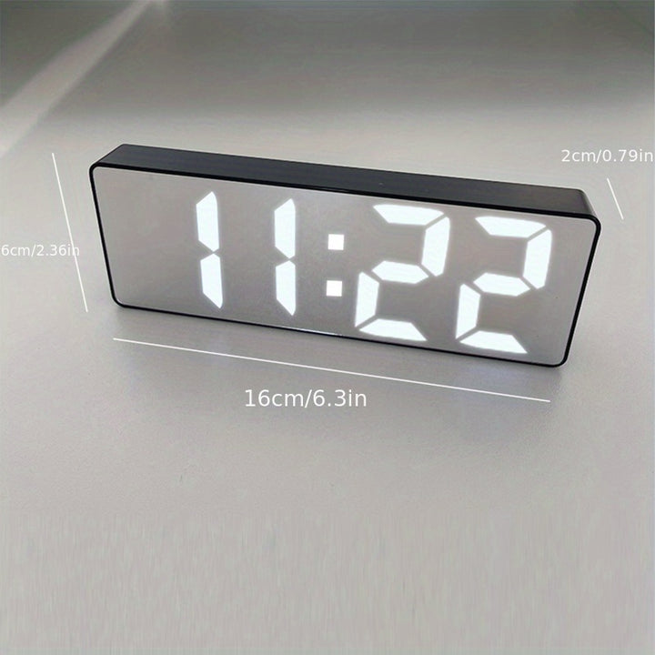 1pc Latest Digital Clock, LED Alarm Clock For Bedroom, Electronic Desktop Clock With Temperature Display, Adjustable Brightness, 12/24 Hours, Hour Clock For Bedroom (No Battery And Adapter)