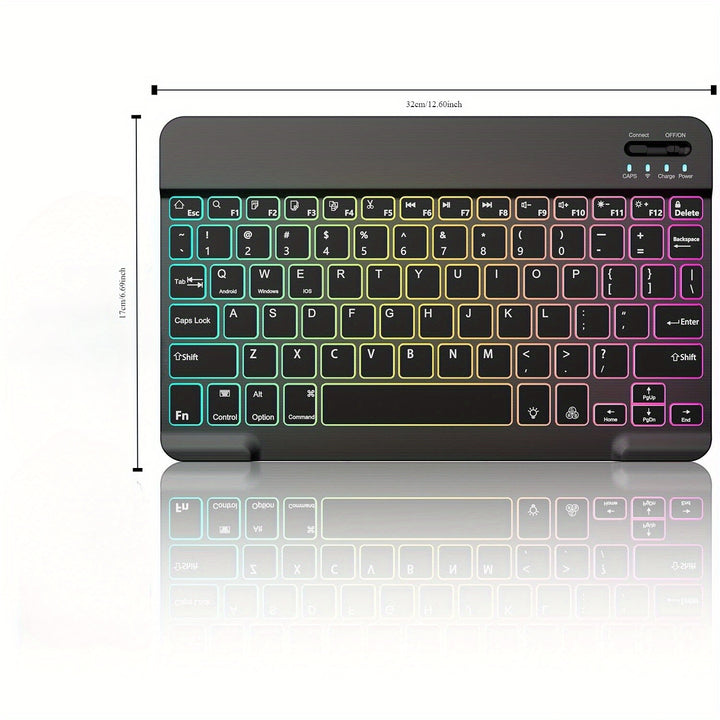 Conjunto de teclado y ratón gaming inalámbrico RGB retroiluminado de 10 pulgadas, combo de teclado y ratón portátil para PC, iOS, tabletas Android y computadoras.