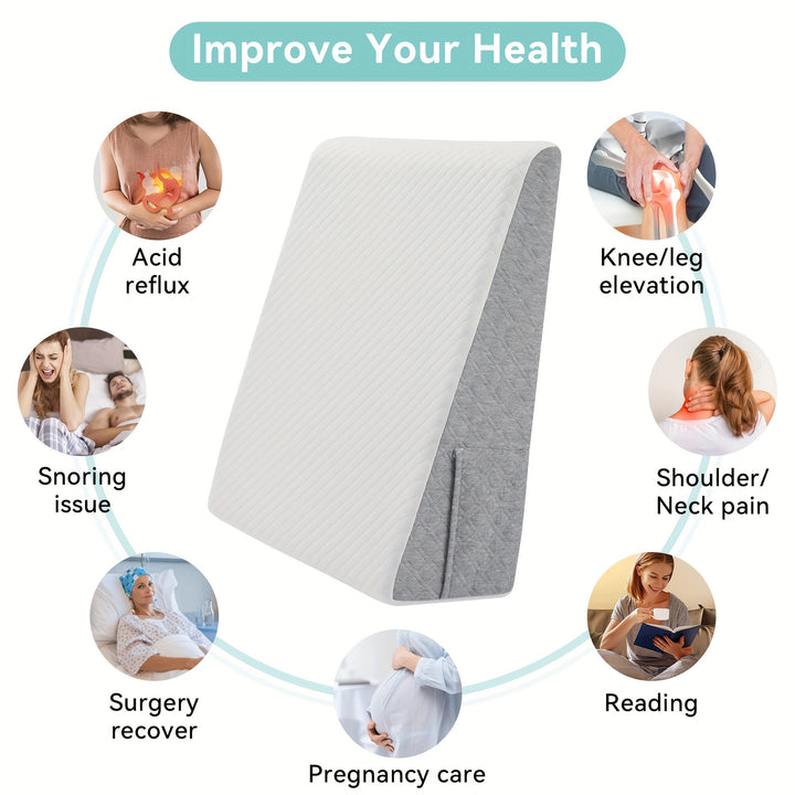 8" 10" 12" Bed Wedge Pillow For Sleeping Triangle Incline Wedge With Memory Foam Top, Elevated Leg Pillow After Surgery