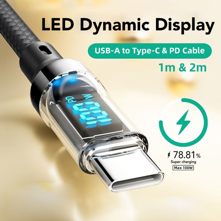 Cable de carga USB tipo C ultrarrápido de 120 W OOZCC con indicador de alimentación LED - PVC/nylon duradero, forma redonda