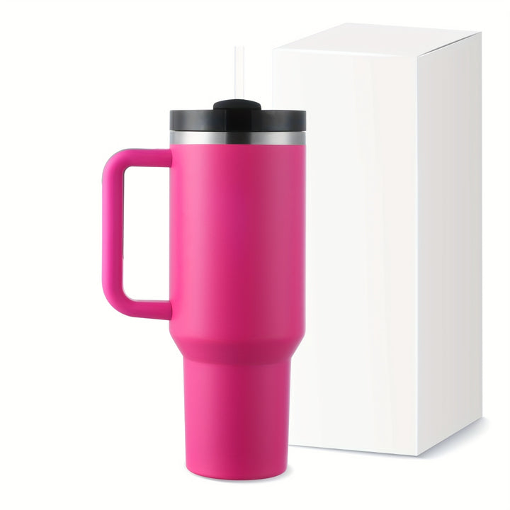 40oz Christmas-Gift Stainless Steel Tumbler with Handle & Straw Lid - Leak-Proof, Insulated Travel Mug for Hot And Cold Beverages, Keeps Drinks Cold for 24 Hours & Hot for 12 Hours