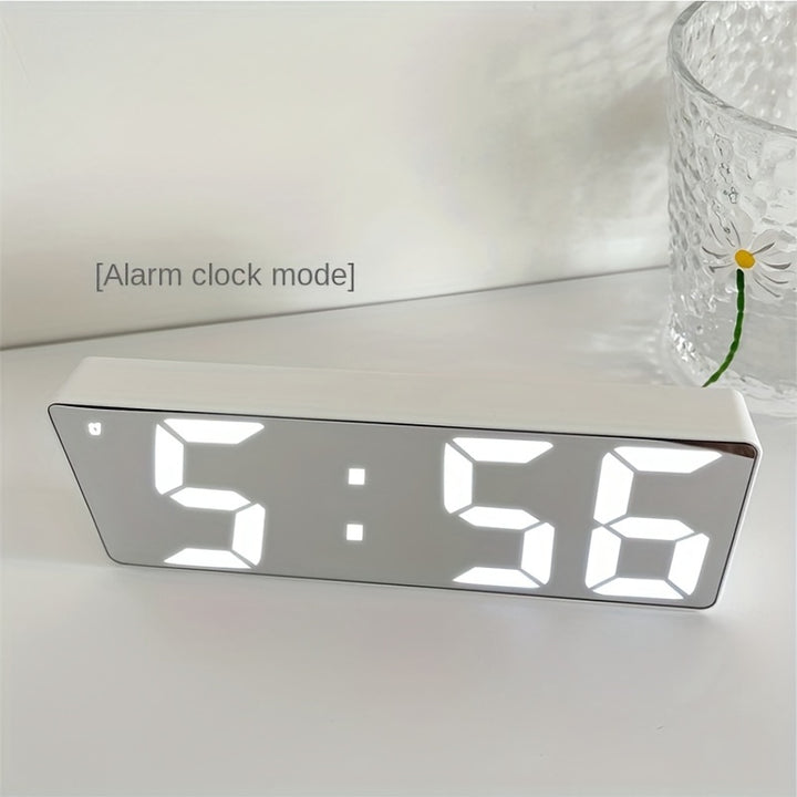 1pc Latest Digital Clock, LED Alarm Clock For Bedroom, Electronic Desktop Clock With Temperature Display, Adjustable Brightness, 12/24 Hours, Hour Clock For Bedroom (No Battery And Adapter)