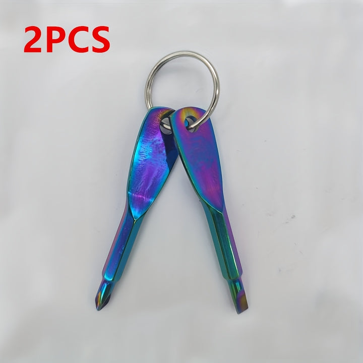 2pcs Mini Screwdriver Keychain - Compact Metal Tool for Everyday Use, No Electricity Needed