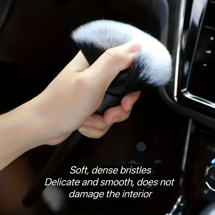 Durable Soft Bristle 1pc Car Interior Detailing Brush - Black, Fluffy Head for Efficient Dashboard & Touchscreen Cleaning, Car Brush with Plastic Handle