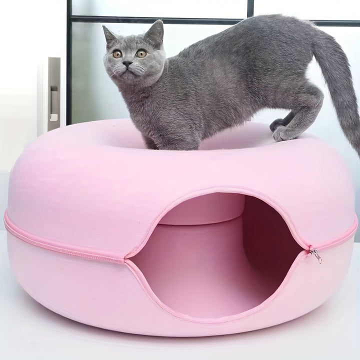 Spacious Multi-Cat Donut Bed - Detachable, Washable, Scratch-Resistant, Large Capacity for Indoor Cats - Perfect for Big Felines and Multiple Pets