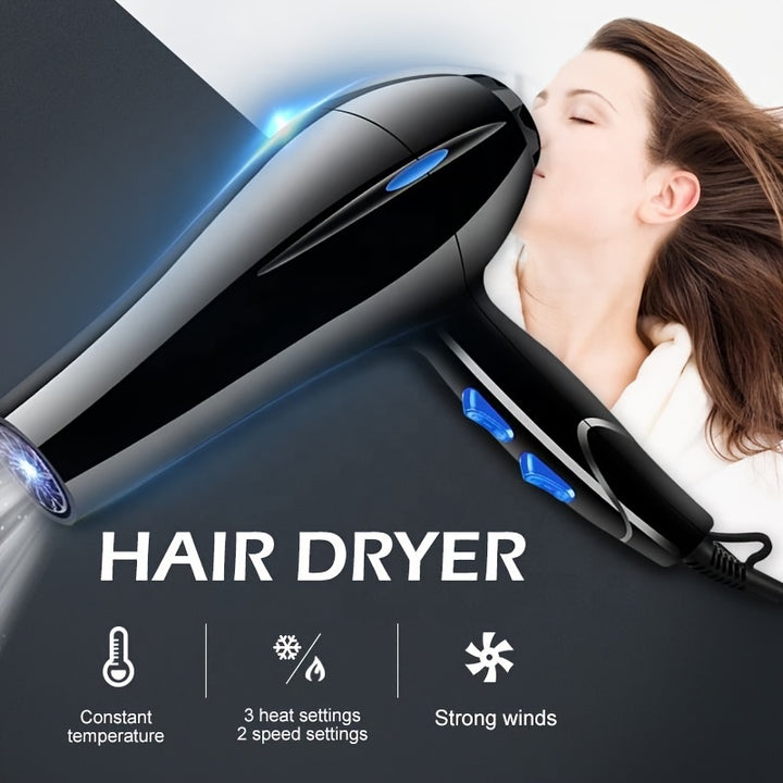 Fashionable Hair Dryer, Constant Temperature Control, 5 Heat Settings, Fast Drying, With Diffuser, Concentrator Nozzles, And Styling Accessories
