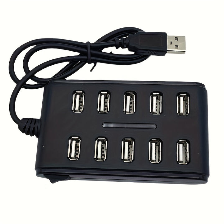 1pc Portable General Purpose Work Home With Switch ABS Plastic Double Row Ten Port USB HUB