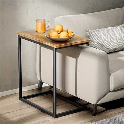LORYERGO 1pc 27 Inch Tall C-Shaped Side Table, Living Room Sofa Side Table Golden Metal Frame Vintage Sofa Side Table With Heavy Duty Metal Frame Stylish Sofa Companion For Snacks, Compact Design, Perfect For Small Spaces And