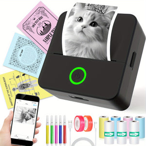 Inkless Mini Sticker Printer – Pocket Printer for Notes, DIY, Study, And Labels – Portable And Compact, Compatible with Phone for Easy Printing Anywhere