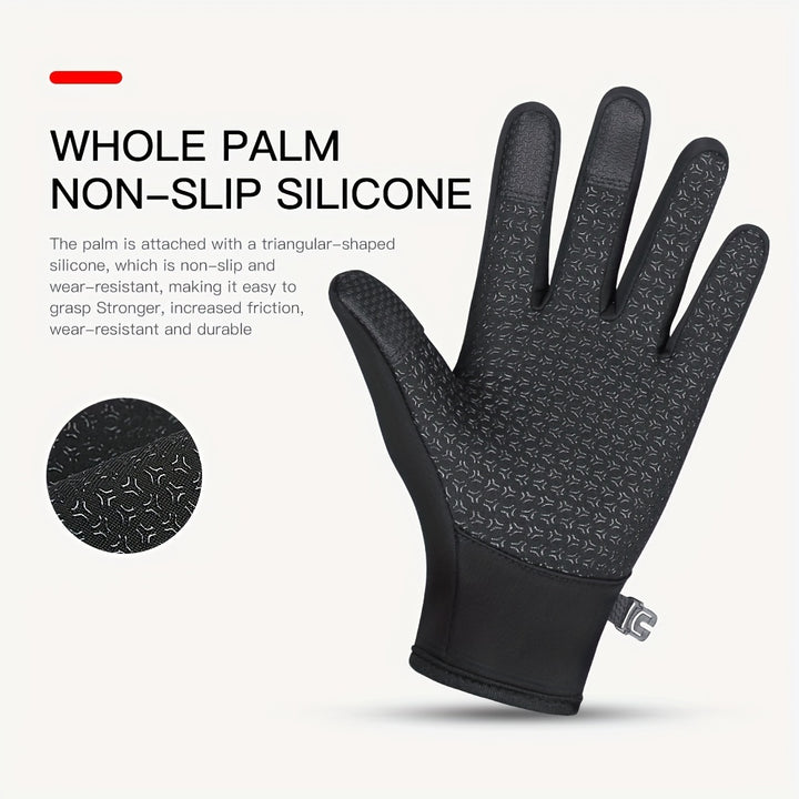 Warm Touchscreen-Friendly Vilico Winter Cycling Gloves - Windproof Polyester Ski & Bike Gloves with Zipper Closure and Adjustable Strap, Available in Black, Charcoal, and Blue