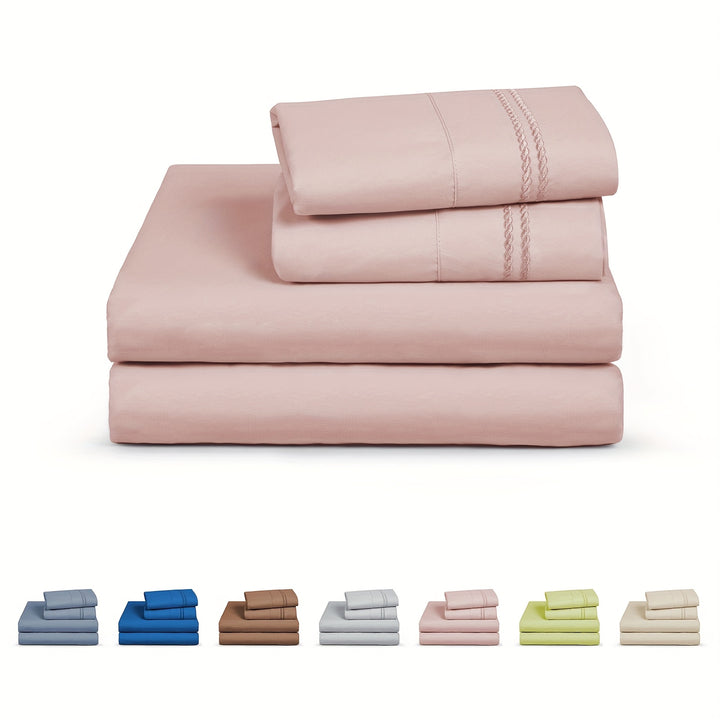 Ensemble de draps 6 pièces à poches profondes - Ensemble de draps de luxe ultra doux et lavable en machine - Draps brodés résistants au rétrécissement et à la décoloration