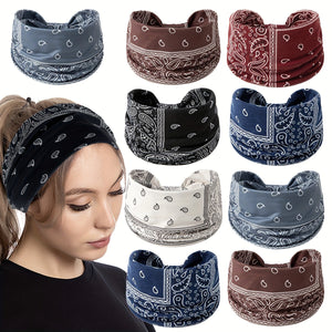 Boho Headbands For Women Fashion Stretch Wide Hair Bands Knot Turban Head Bands Yoga Running Sweatband Elastic Headband Stylish Wrap Headbands Hair Accessories For Teen