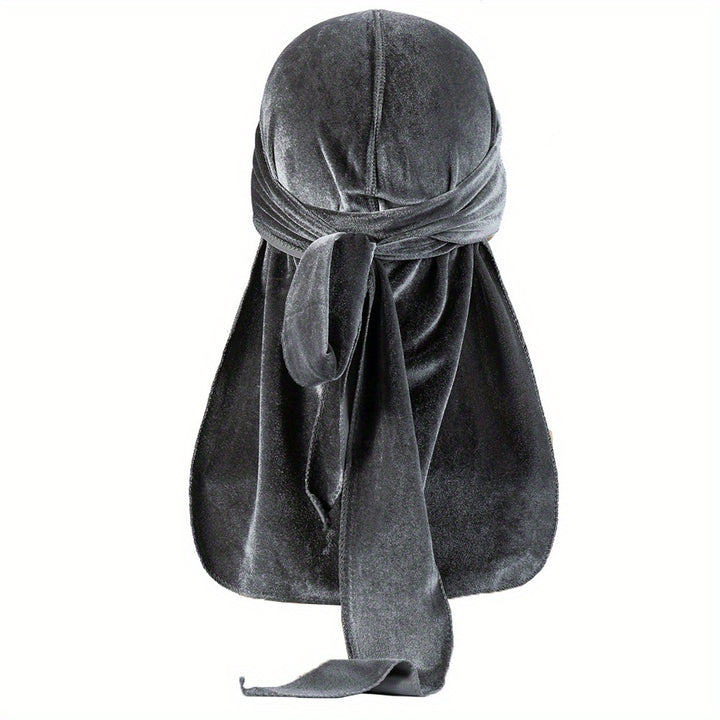 Durags en velours pour hommes - Longue queue, brillant, bonnet pour cheveux stylés