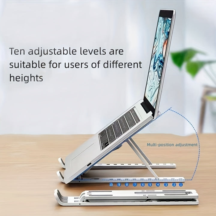 [Ten Levels Adjustable Laptop Stand] Laptop Stand Single Fork Folding Lift Cooling Base Desktop Tablet Portable Bracket Compatible With All Notebook ABS Material Ten Levels Adjustable