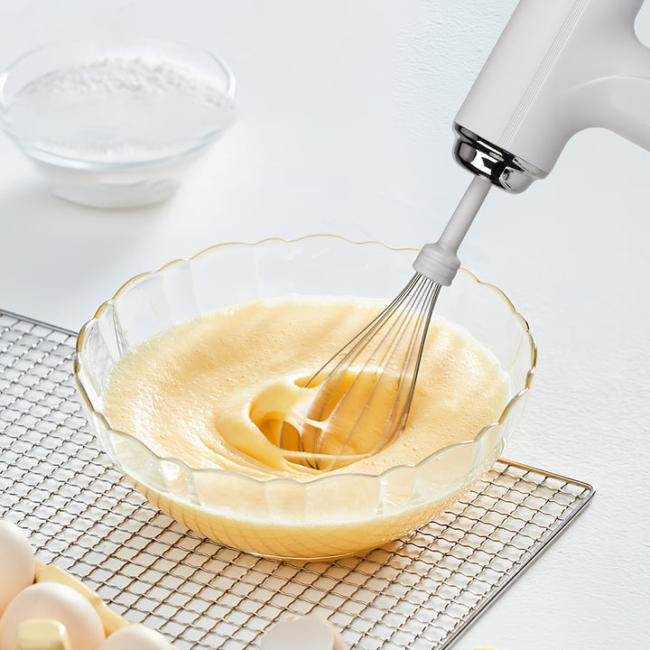 [Portable Electric Whisk Mixer] 1pc HOTU Handheld Electric Eggbeater & Whisk - USB Rechargeable, Cordless, Portable, Lightweight, Easy-to-Use Hand Mixer for Baking Cakes, Cookies, Muffins - Ideal for Home Bakers & Professiona