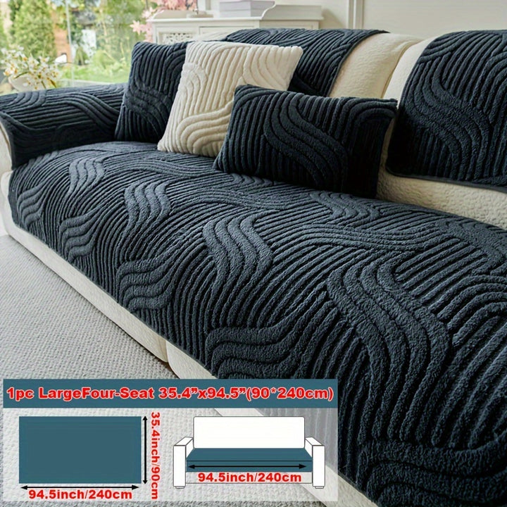 [1pc Breathable Sofa Cover] 1pc Plush Non-Slip Sofa Cover, Modern Luxury, Pet-Friendly, Breathable, Fashionable Home Decor, Suitable for Living Room, Bedroom, Office, Polyester Fabric, Machine Washable, No Print, 250-300g Squ