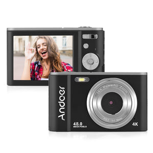 Lixada Andoer Portable Digital Camera 48MP 4K 2.88-inch IPS Screen 16X Zoom Auto Focus Self-Timer 128GB Extended Memory Face Detection Anti-shaking with 2pcs Batteries Hand Strap Carry Pouch