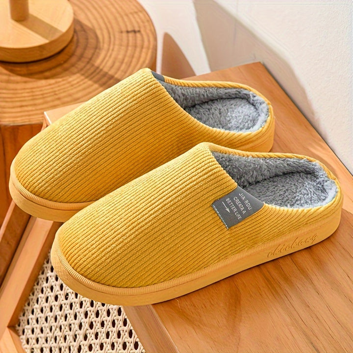 Cozy Plush-Lined Winter Slippers for Couples - Non-Slip, Thick Sole Indoor Shoes with Soft Fabric Lining