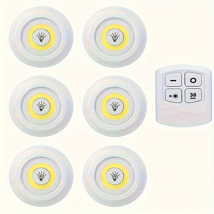 6pcs/3pcs/1pc Smart Wireless LED Under-Cabinet Lights COB Night Light With Remote Control For Wardrobe, Kitchen & More