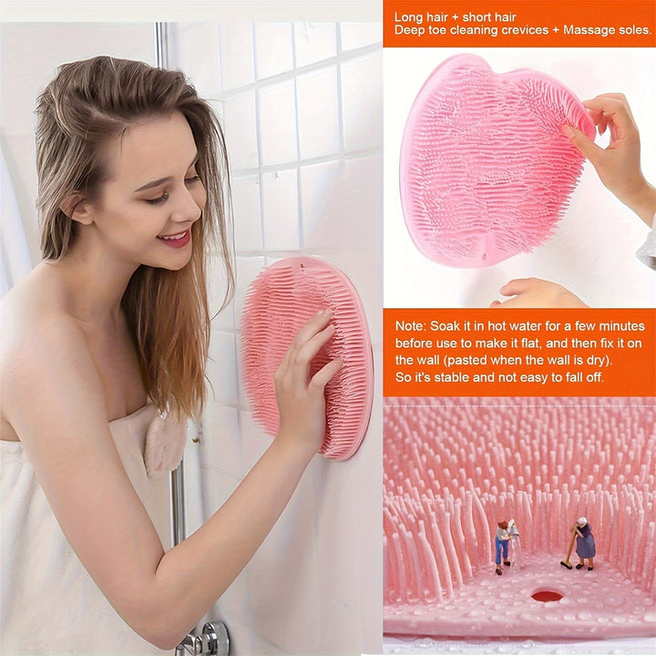 Back Wash Brush With Suckers Bathroom Body Massage Pad Back Massage Mat Scrubber Back Bath Brush Anti-Slip Clean Dead Skin