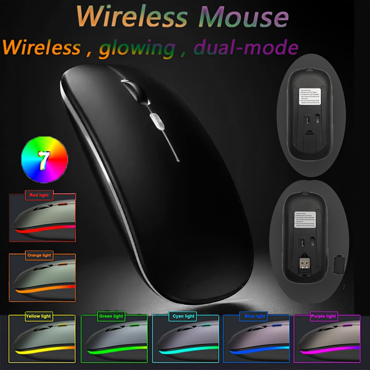 Mouse Sem Fio, Brilhante, Mouse Dual-mode Ultra-fino Silencioso Portátil USB Óptico 2.4G/5.0 Sem Fio Dual-mode, Mouse Óptico Sem Fio Móvel Com Receptor USB, Mouse Portátil para Computador