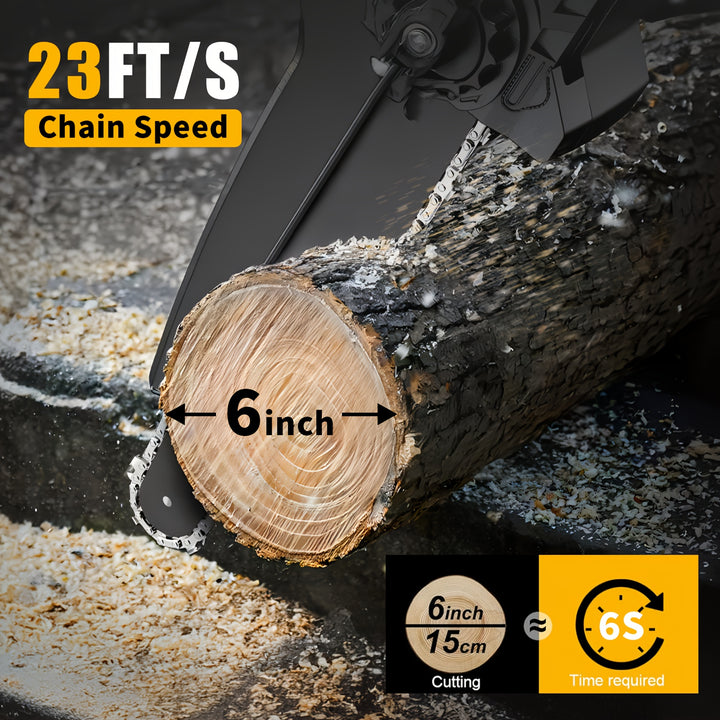 Mini Chainsaw Cordless, 6 Inch Handheld Electric Chain Saw with 3.0Ah Battery, 23ft/S Speed-Automatic Chain Tensioning & Auto Oiler for Tree Branches, Courtyard, Household, Garden, Ideal Gift for Men, Husband, Dad