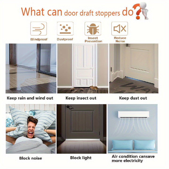 1pc Silicone Door Draft Stopper, Under Door Draft Blocker, Insulator Door Sweep Weather Stripping, Noise Stopper, Strong Adhesive 39" Length
