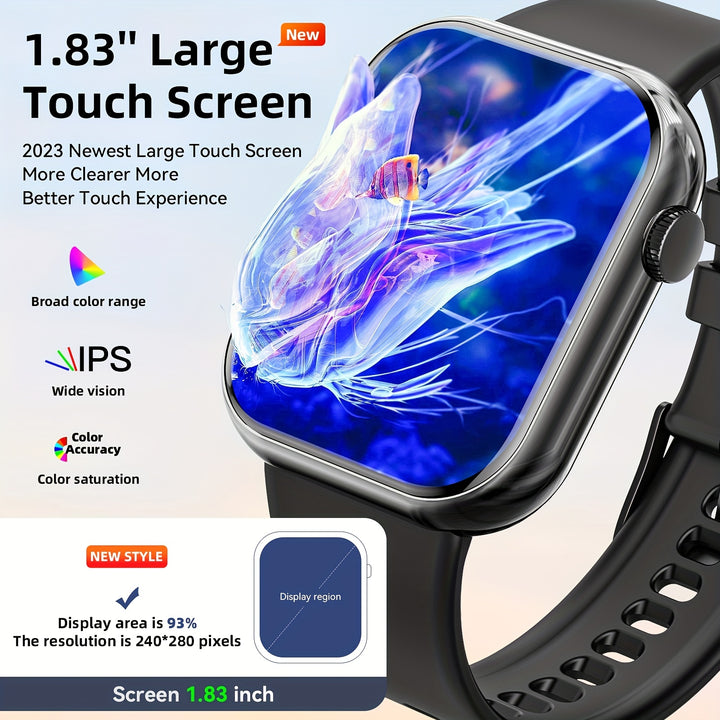 Smart Watch (Answer/Make Calls), 2025 Latest 1.85 Inch Smart Watch, 100+ Sports Modes Sports Watch, Pedometer/Calories, Multiple Sports Modes, Women Men Smart Watch for Android and iPhone Mobile Phones