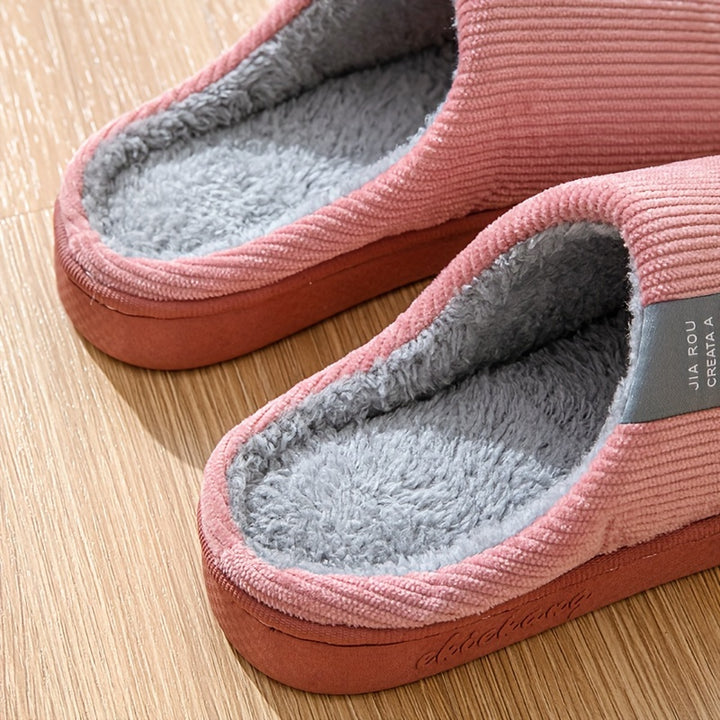 Cozy Plush-Lined Winter Slippers for Couples - Non-Slip, Thick Sole Indoor Shoes with Soft Fabric Lining