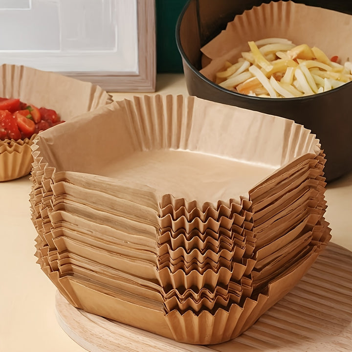30/100 Pcs Non-Stick Air Fryer Liners - Easy Cleanup, Healthy Cooking, Single Sheets for Baking, Roasting & Microwaving - Ideal for Home & Commercial Kitchen