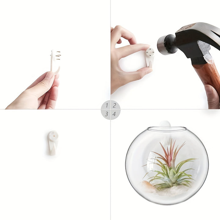 2pcs/ 4pcs/ 6pcs Wall Hanging Glass Terrariums Planter Oblate Flower Vase For Hydroponics Plants Gift, Home Office Living Room Decor