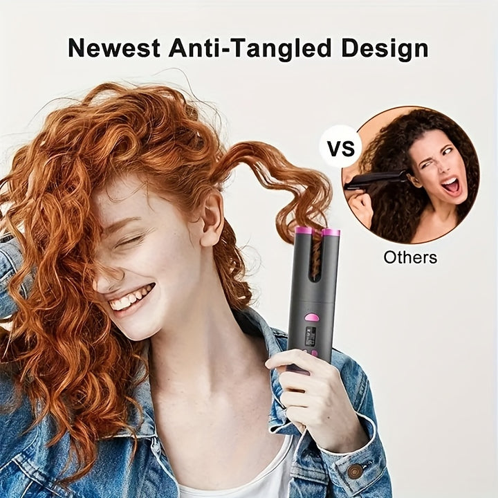 1pc Automatic Curler for Wonderful Locks - Fast Charging USB, Ceramic, 5 Heat Settings No Tangles - Very Suitable for Styling and Special Occasions, Including Elegant Gift Boxes