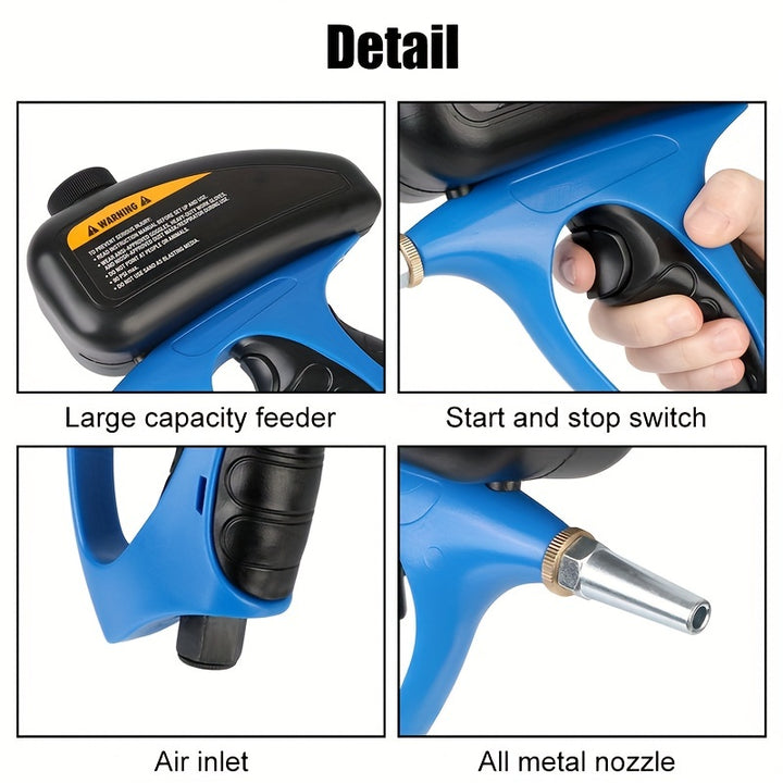 1pc Sand Blaster Abrasive Air-Powered Small Nozzle Pneumatic Sandblasting Gun Metal Glass Sandblasting Remover Manual Sand Blaster For Air Compressor Home Improvement Auto Repair DIY