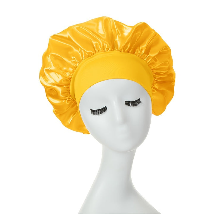 1 pieza de Bonete de Satén Sedoso para Cabello Rizado - Gorro de Noche de Banda Ancha para Niñas y Mujeres - Funda para el Cabello Suave y Cómoda para Dormir y Estilizar