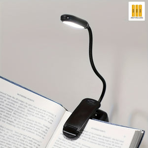 1pc Clip On Book Light, Battery Powered Flexible Hose Table Lamp, Desktop Small Reading Lamp, Portable Small Night Light For Room Decor