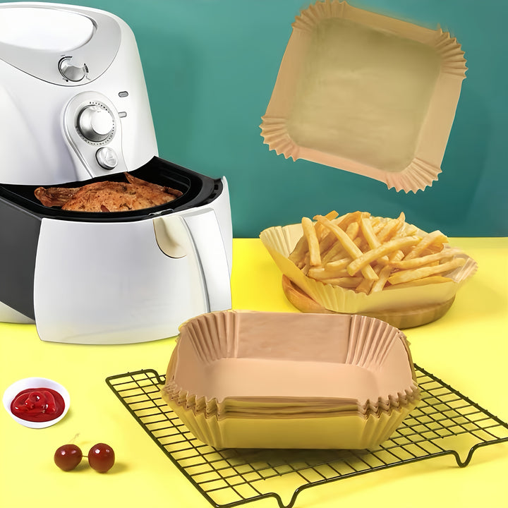 30/100 Pcs Non-Stick Air Fryer Liners - Easy Cleanup, Healthy Cooking, Single Sheets for Baking, Roasting & Microwaving - Ideal for Home & Commercial Kitchen