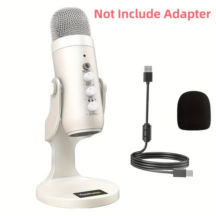 USB Microphone, Condenser Computer PC Mic, Plug&Play Gaming Microphones For PS 4&5.Headphone Output&Volume Control, Mic Gain Control, Mute Button For Vocal, For YouTube Podcast On Mac&WindowsBlack