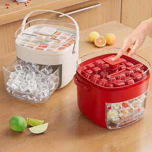 48 Extra-Large Ice Maker - Double Layer, Food Grade Plastic Storage Tray - Portable Design For Beverages, Tea & Coffee, Essential Kitchen Gadget.