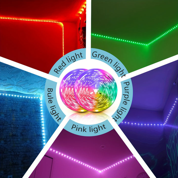 25/50/53/100/130/200ft Extra Long Smart LED Strip Lights, RGB LED Lights with App And Remote Control, Timing&dimmable, Music Sync Color Changing Lights, DIY
