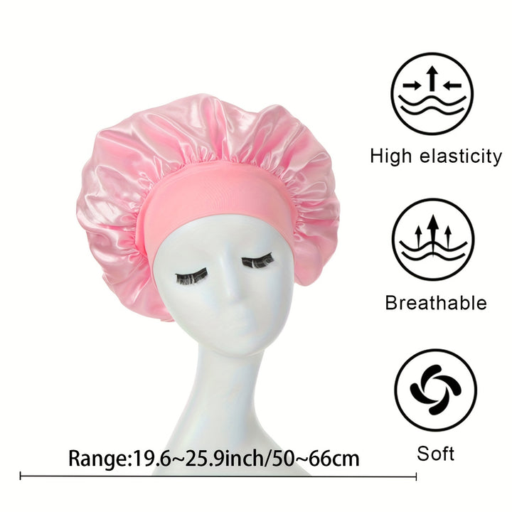 1 pieza de Bonete de Satén Sedoso para Cabello Rizado - Gorro de Noche de Banda Ancha para Niñas y Mujeres - Funda para el Cabello Suave y Cómoda para Dormir y Estilizar