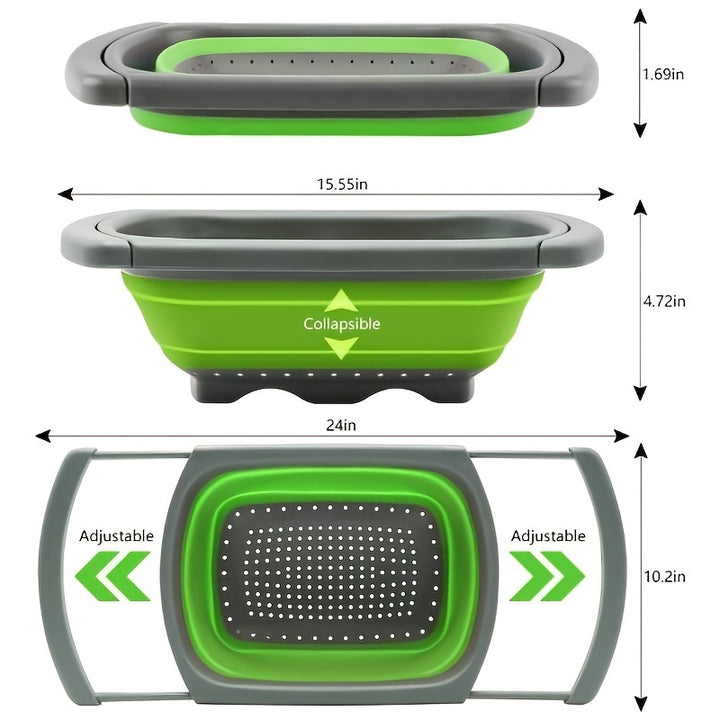 Collapsible Sink Funnel Filter, Retractable Handle - Easy to Clean, Space-Saving for Vegetables and Fruits