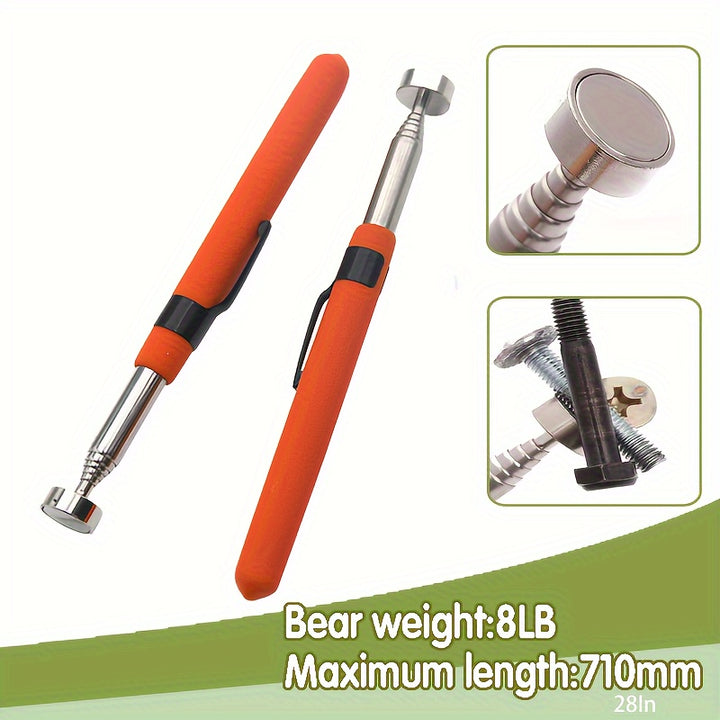 1pc Magnet Pickup Tool, Orange Telescopic Adjustable Magnetic Pick-Up Tools Picking Up Small Pieces