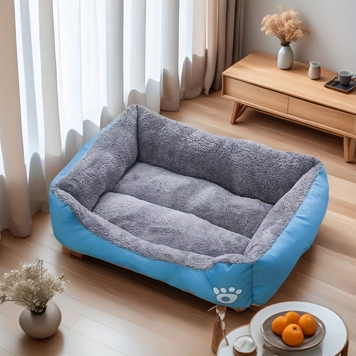 Large Square Waterproof Plush Pet Bed - 1pc Cozy Dog Cat Kennel - Washable Summer Mat for Medium to Large Dogs, Pet Supplies