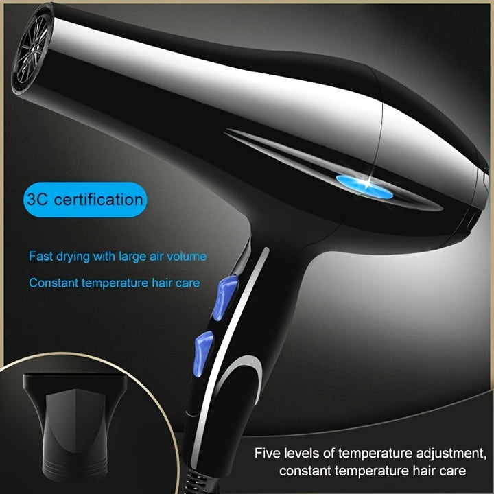 Fashionable Hair Dryer, Constant Temperature Control, 5 Heat Settings, Fast Drying, With Diffuser, Concentrator Nozzles, And Styling Accessories