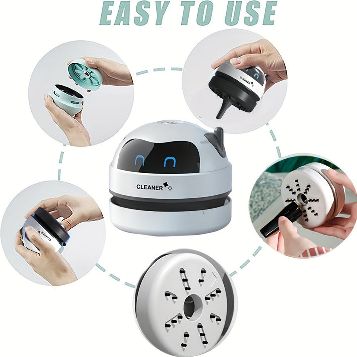 1pc Portable Desktop Cleaner, Mini Desktop Vacuum Cleaner, Portable Small USB Rechargeable Battery-powered Vacuum Cleaner, Quietly Pick Up Small Objects, Crumbs, Eraser Crumbs, And Flakes.