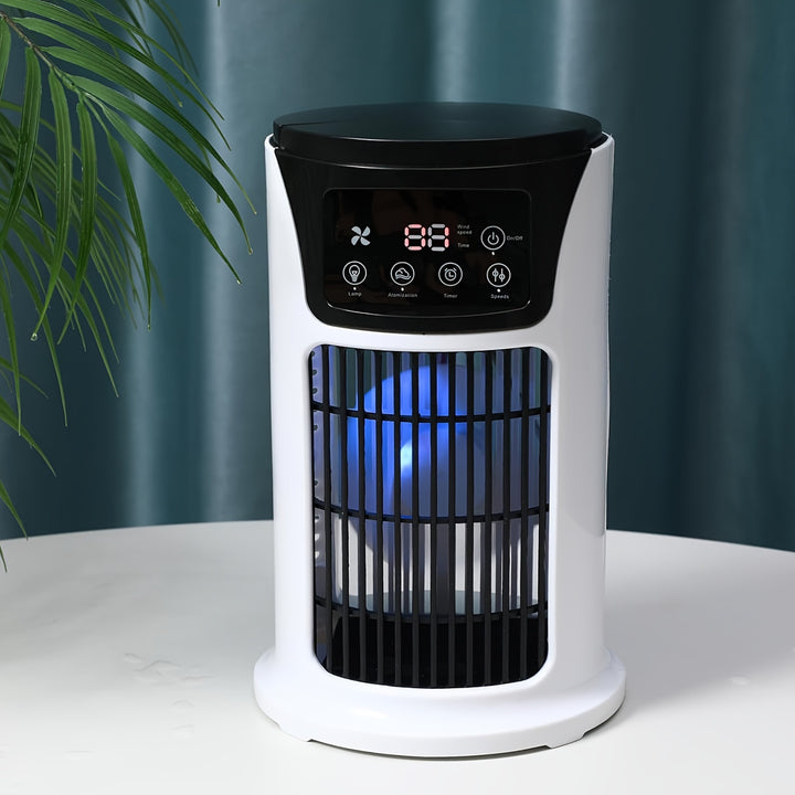 Portable 3-in-1 Air Conditioner, Humidifier & Fan - USB-Powered Cooler with Digital Display, Sleek White Design for Home & Office, Evaporative Cooling Technology, Compact & Lightweight, Portable Air Conditioner, Home Cooling