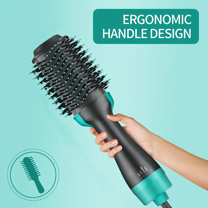 Brosse soufflante 4-en-1 avec température réglable - Réduit les frisottis et l'électricité statique pour tous les styles de cheveux avec des ions négatifs, poignée ergonomique - Brosse soufflante