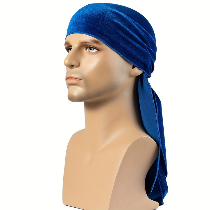 Durags en velours pour hommes - Longue queue, brillant, bonnet pour cheveux stylés